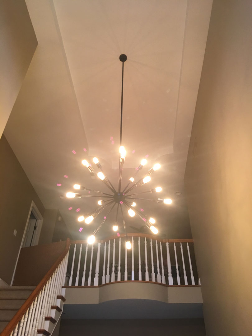 Large Italian Brass sputnik Chandelier in living area